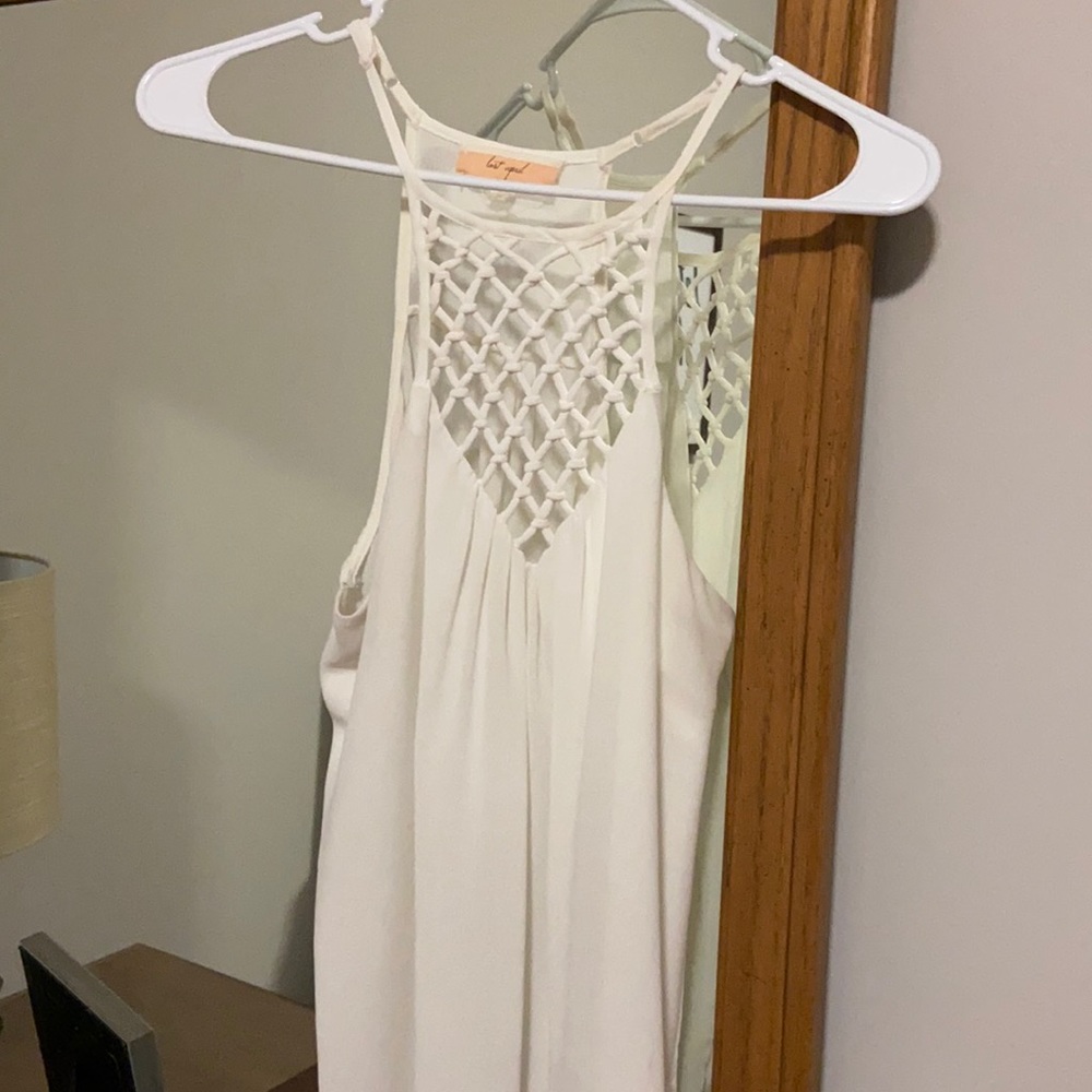 Lost April white tank top, 100% polyester, M